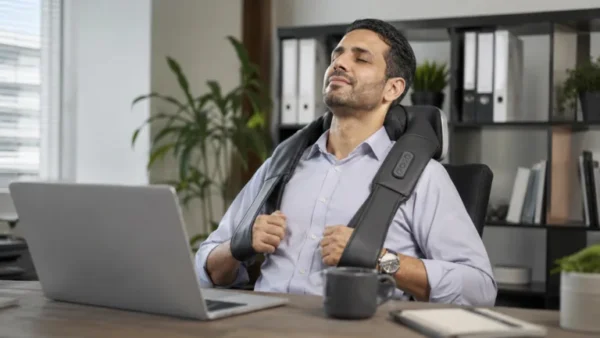 استفاده ایمن از ماساژور گردن و شانه در حالت نشسته و زمان استراحت